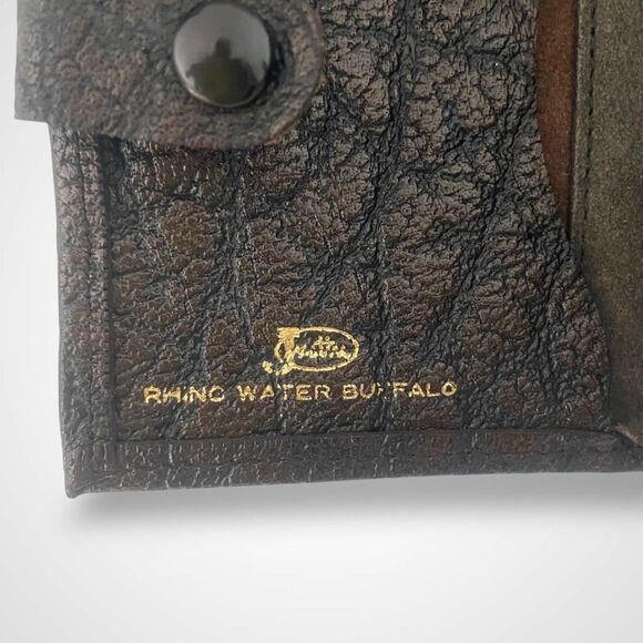 Justin Rhino Water Buffalo Key Holder Wallet Brown Leather Vintage Handmade - Picture 8 of 12